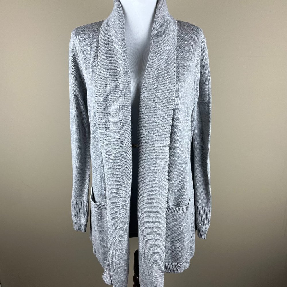 H by Halston NWOT Long Sleeve Open Cardigan Sweater Size S Gray Various Knit